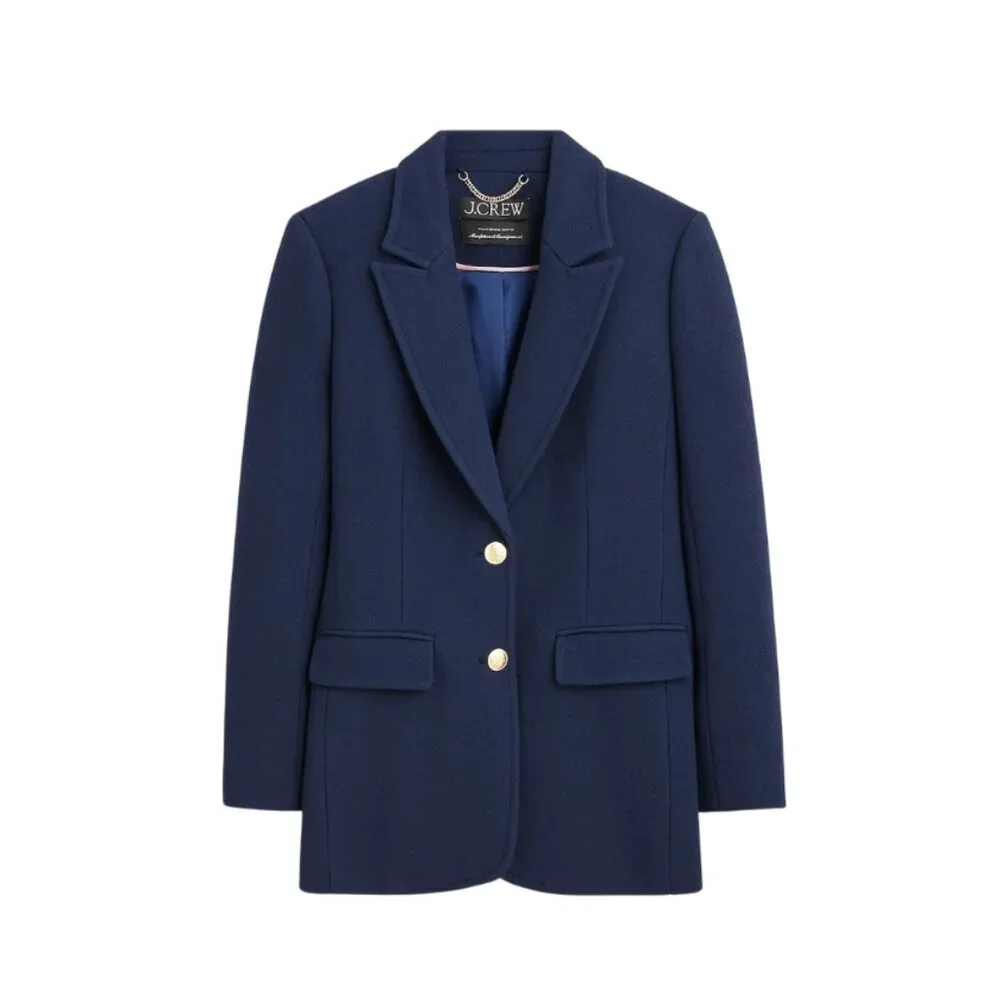 NWT JCrew Blazer Jacket Womens 6 Navy Blue Italian Double Cloth Wool BV087 NEW